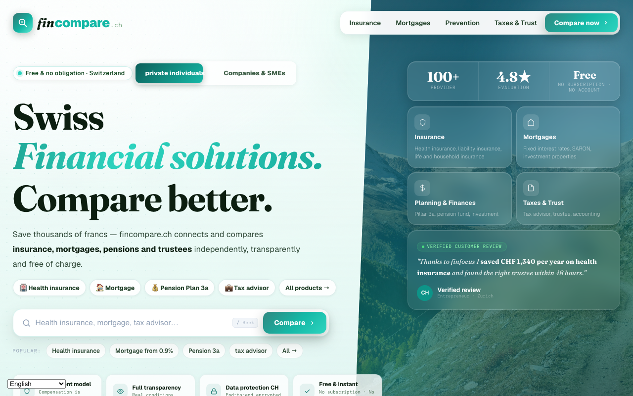 FinCompare Website Screenshot