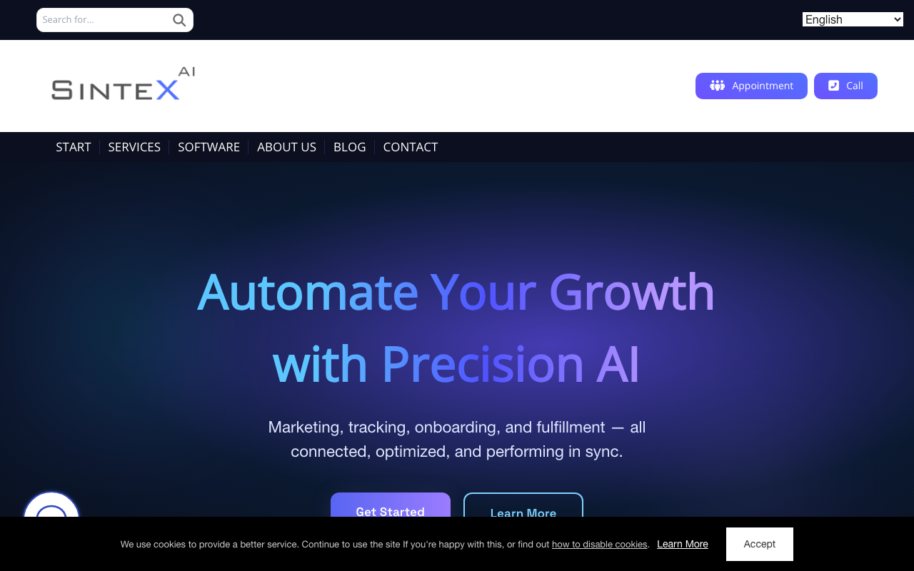 SinteX AI Website Screenshot